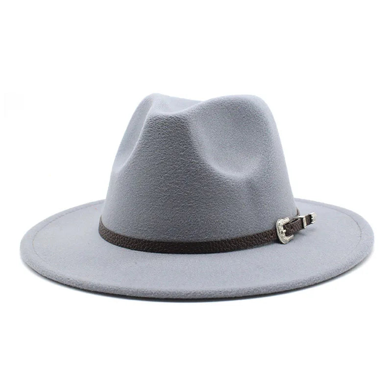 British Style Felt Jazz Fedora Hat 59-61CM Size Panama Trilby Hats for Women Men Gentleman Wedding Party Hat