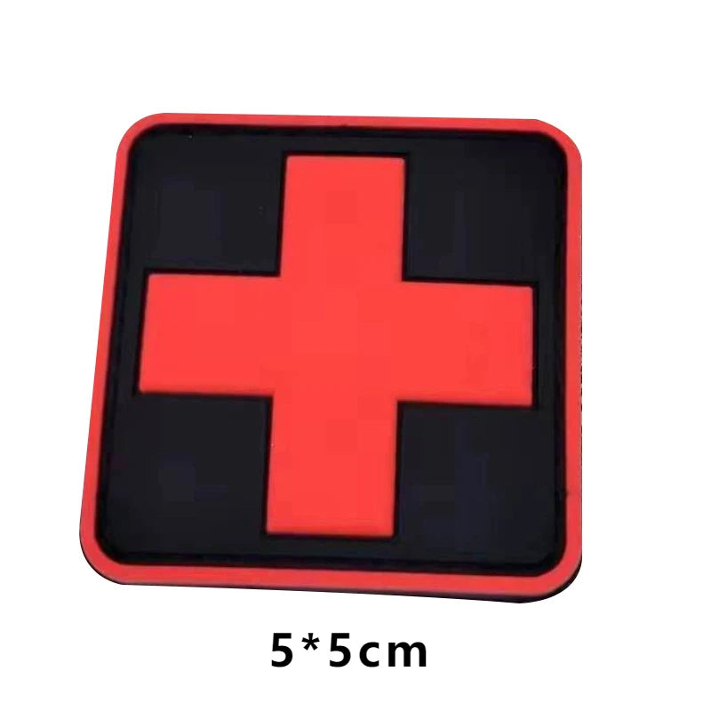 Red Cross Emblem 3D PVC Tactical Patch Hook Backing Attachments for Outdoor Backpack Rubber Medical Badge Rescue Gear Wholesale