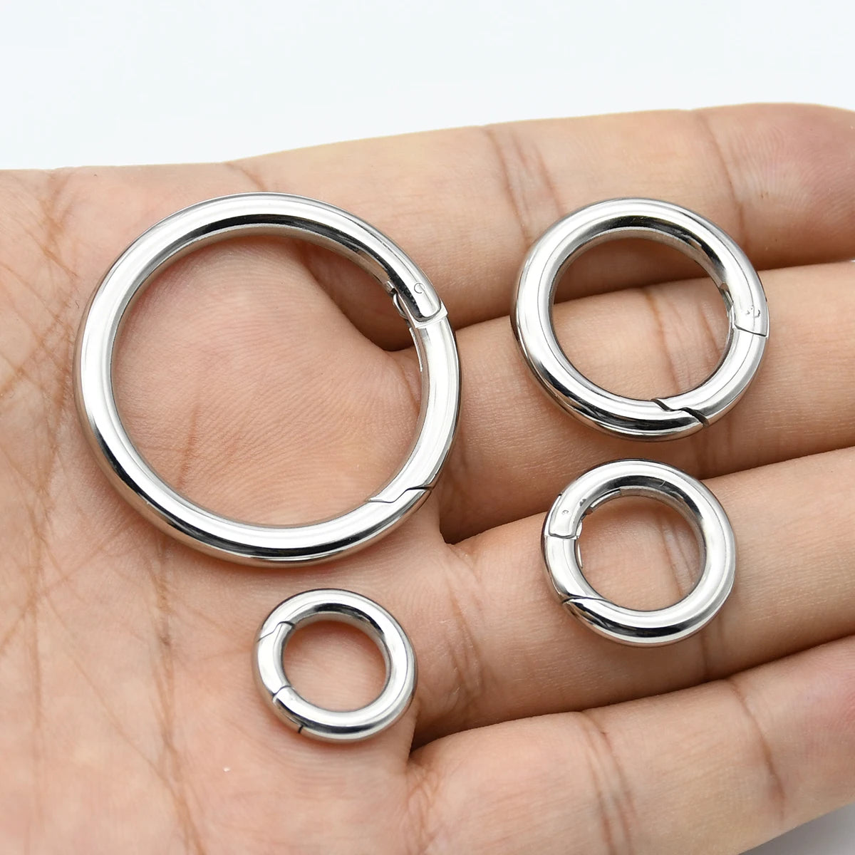 Stainless Steel Spring Gate O Ring Openable Keyring Bag Strap Buckle Trigger Snap Clasp Clip Connector DIY Accessories