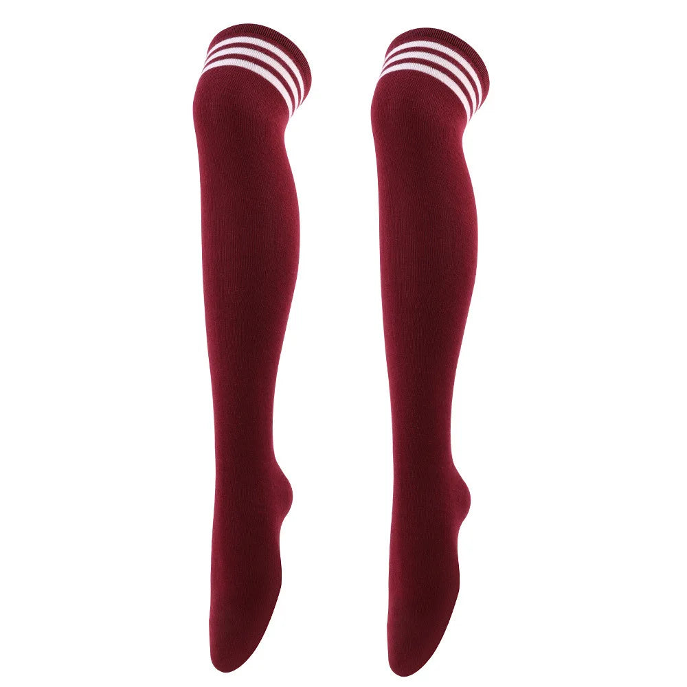 Women Jk Stockings Halloween Party Cosplay Socks Over Knee Thigh Socks Warm Stocking Women Boot Sock Triple Stripe Long Socks