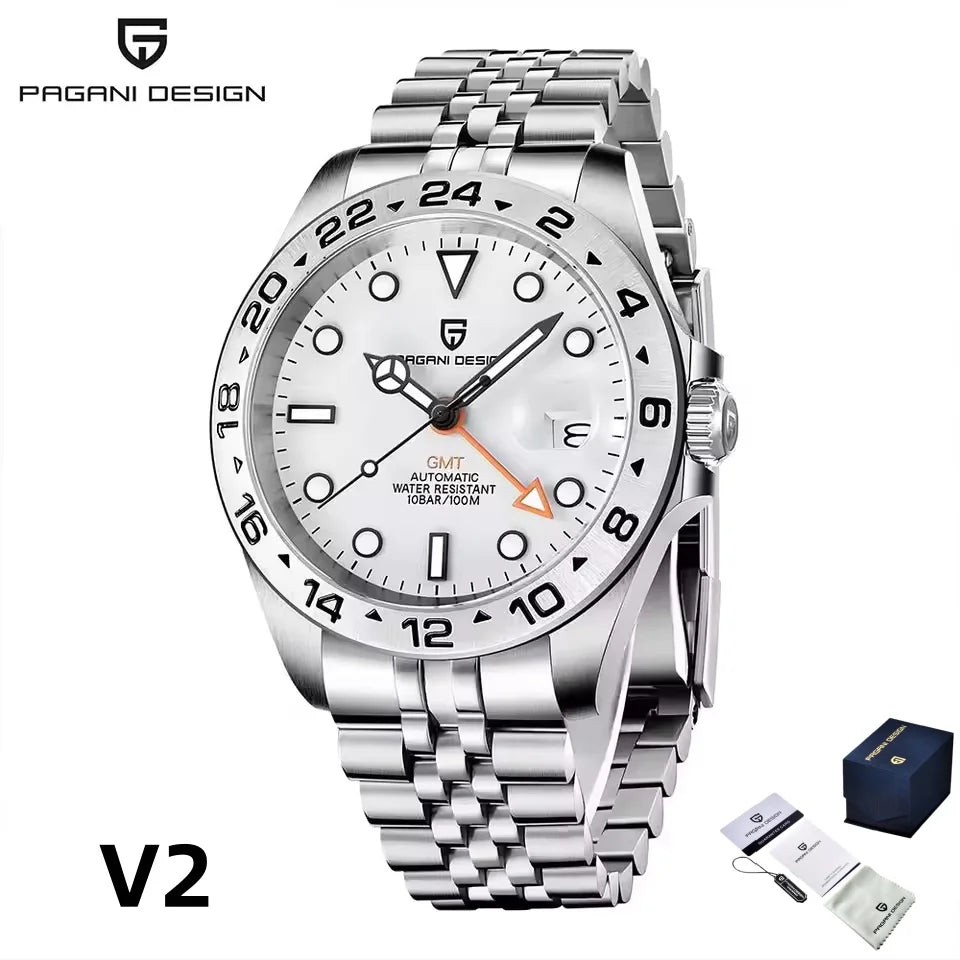 2026 PAGANI Design New Men's Automatic Mechanical Watches GMT Watch 42mm Sapphire Stainless Steel Waterproof Watch Reloj Hombre