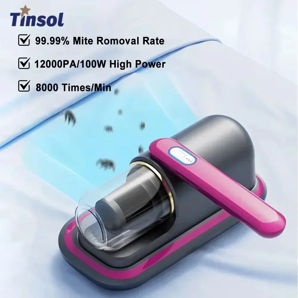 8000Pa Cordless Handheld Vacuum Cleaner Mite Remover USB Rechargeable Portable Bedding Cleaner Household Robot Mite Cleaner