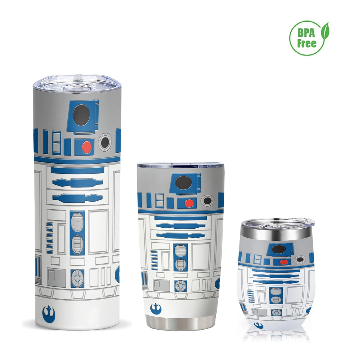 20Oz R2-D2 Robot print Vacuum Tumbler cup Stainless Steel Double wall Insulated water bottle with Lid keep Cold\ Hot drink gift
