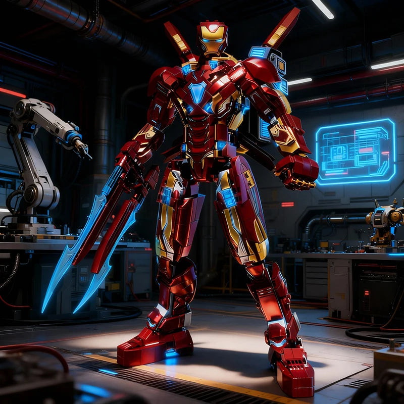 Superheroes Robot Blocks Action Figures Iron Man MK50 War Mecha MOC Building Toys Festival Gifts Adult 1500+pcs Cool Ornament