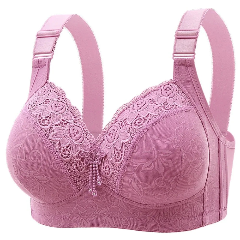 Plus Large Size Elderly Mothers Lace Bra Close-fitting Gathering Anti Sagging Lace Women's Underwear Lingerie Shockproof