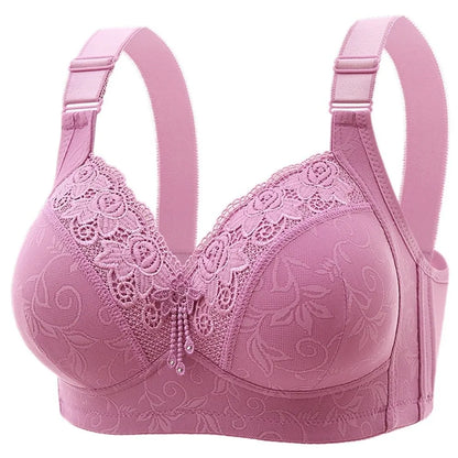 Plus Large Size Elderly Mothers Lace Bra Close-fitting Gathering Anti Sagging Lace Women's Underwear Lingerie Shockproof