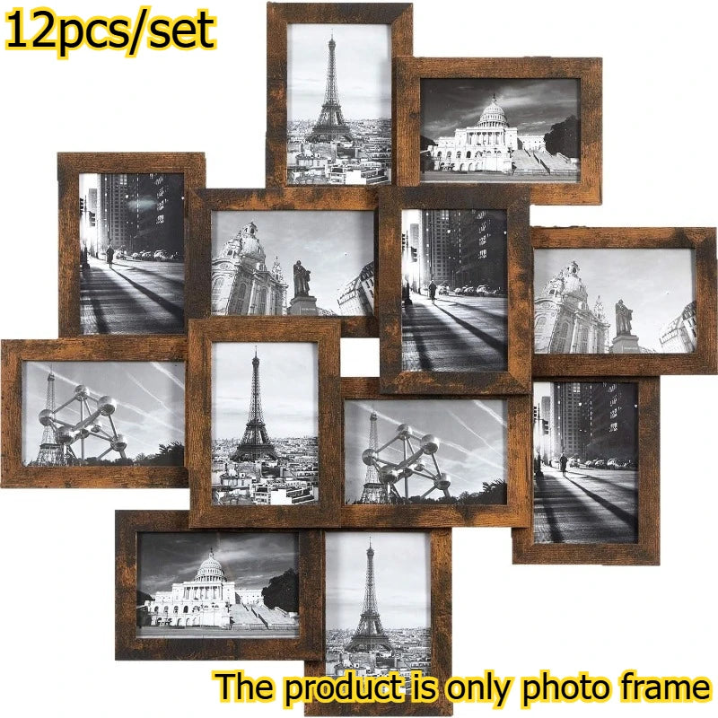 12pcs/set 4x6 Inch Collage Picture Frame Wall Decor Set Home Living Room Wall Hanging Photo Frames Multi-Photo Display