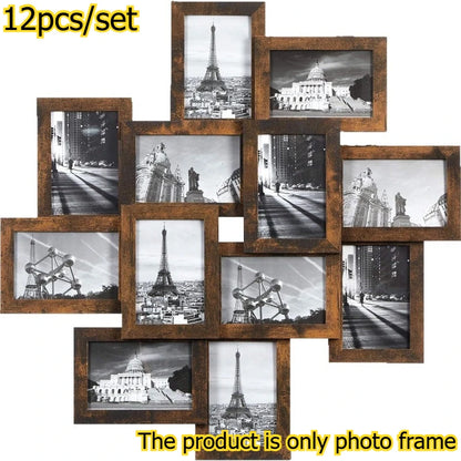 12pcs/set 4x6 Inch Collage Picture Frame Wall Decor Set Home Living Room Wall Hanging Photo Frames Multi-Photo Display