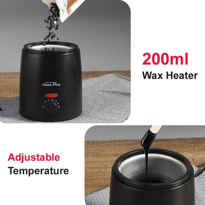 200ml Wax Melting Machine + 100g/200g /300g Wax Beans Set, Wax Heating, Wax Hair Removal And Wax Therapy Machine Wax Melting Pot