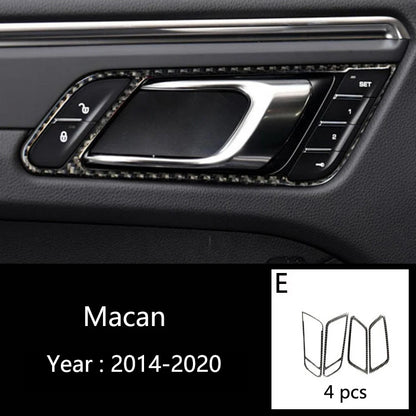 Accessories For Porsche Macan Carbon Fiber Car Inner Control Gear Shift Panel Water Cup Holder Cover Trim Decoration Car Sticker