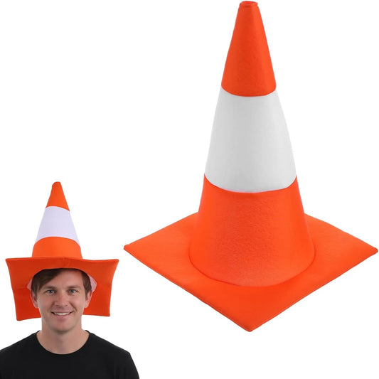 Adult Orange Traffic Cone Hat Funny Road Construction Cone Costume Headwear  for Halloween Party Cosplay Event Novelty Accessory