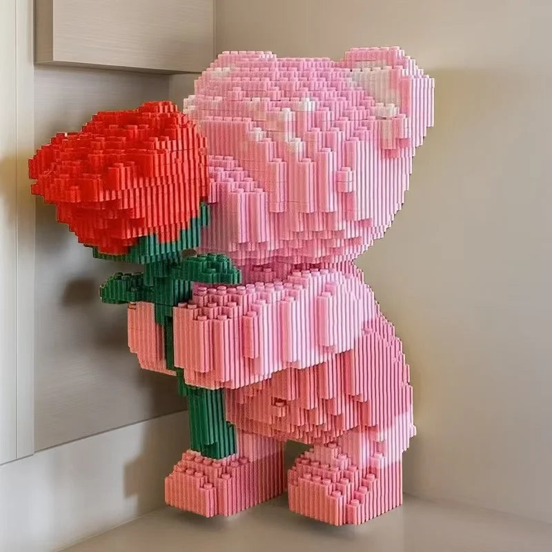 1,236 pieces of Love Bear Building Blocks, handcrafted DIY 3D puzzle assembly kit, perfect for decorating bedrooms/living rooms.