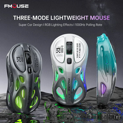 Bluetooth wireless mouse Rechargeable e-sports three-mode laptop office game RGB hollow lightweight For Tablets Laptop