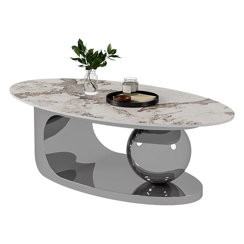 European Luxury Coffee Table Oval Modern Glam Premium Coffee Table Living Room Aesthetic Table Basse Design Home Furniture