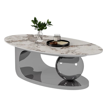European Luxury Coffee Table Oval Modern Glam Premium Coffee Table Living Room Aesthetic Table Basse Design Home Furniture