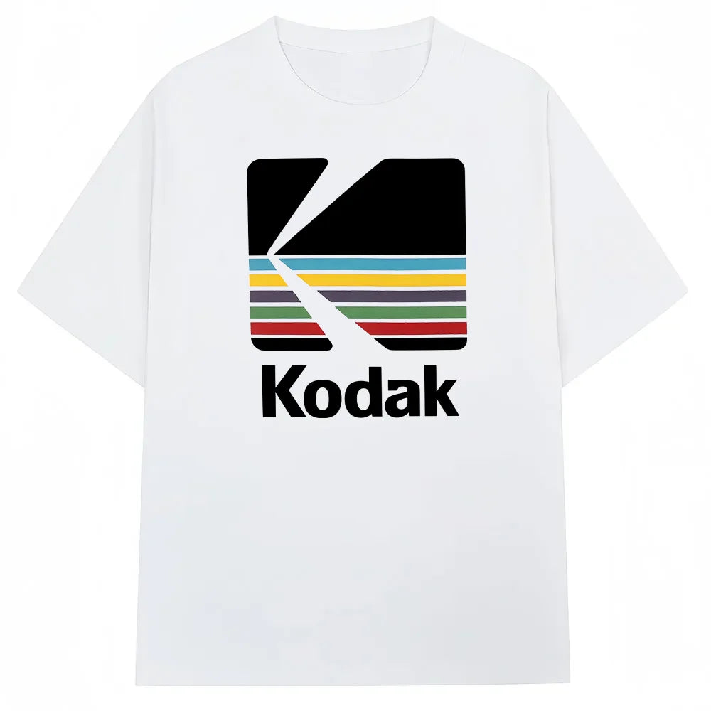 Kodak Summer Brand Men T-shirt Cotton Solid Color Daily Graphic Print Casual Breathable Short Sleeve Top Tees Women Clothing