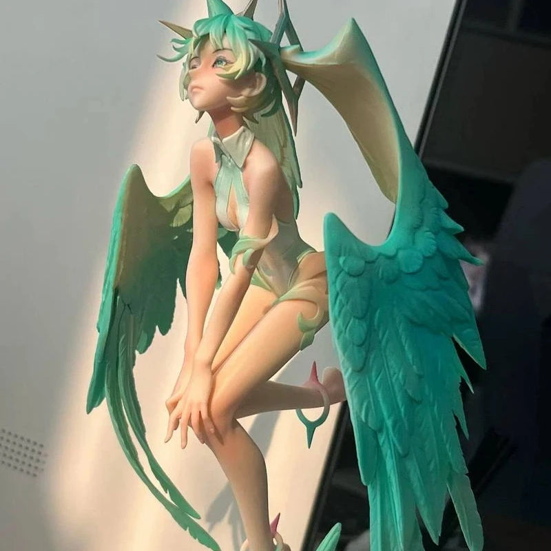 High Quality 27cm Aurora Hatsune Miku Action Figure Green Winged Elf Girl Resin GK Statue Anime Model Toy Desktop Ornament Gift