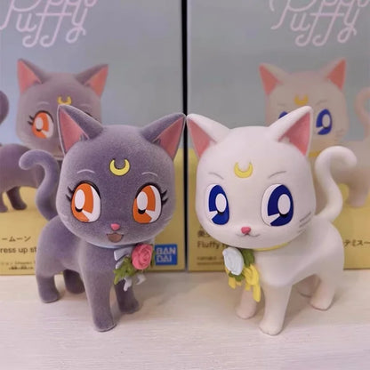 Bandai Sailor Moon  Anime Figure Luna Artemis Cat Model Statue Kawaii Cute Collection Desktop Decoration Doll Toy Birthday Gift