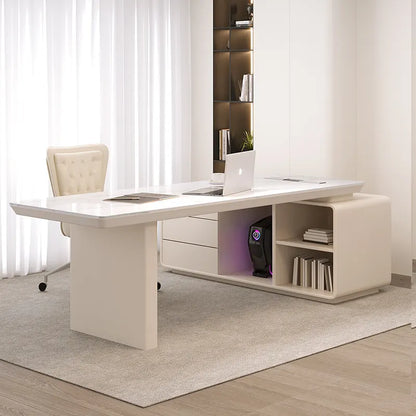 Classic Designer Office Desk Classic Nordic Style Solid Wood Luxury Computer Desks Modern Storage Scrivania Work Station Table
