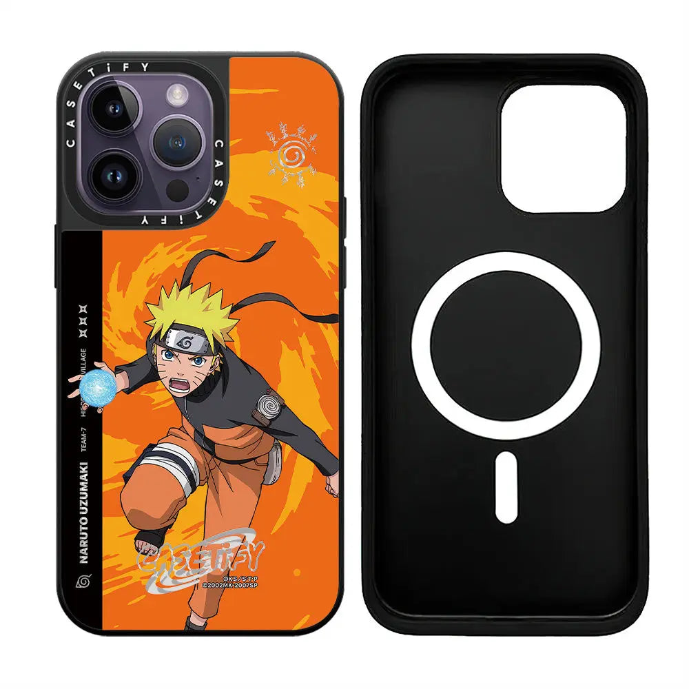Naruto Anime MagSafe Phone Case for iPhone 15 14 13 12 Promax Mirror Shockproof Fashions Silicone Protective Cover Magnet Case