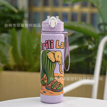 750ML Italian Brainrot Water Bottle Outdoor Drinking Cartoon Sports Cups Tung Tung Tung Sahur Tralalero Tralala Christmas Gift