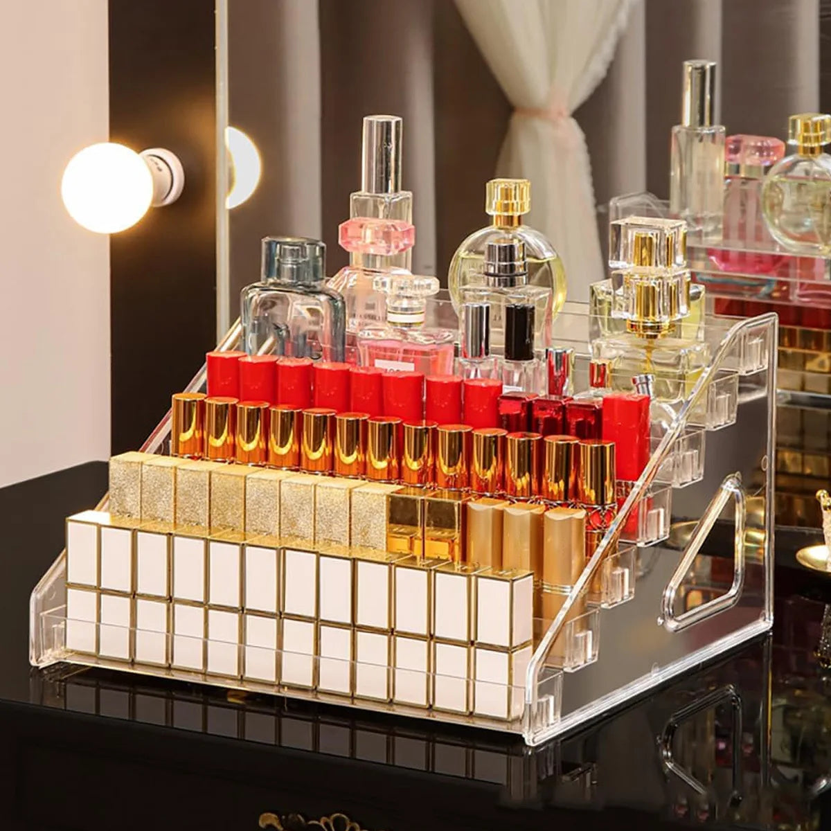 Transparent Ladder Display Rack, Hand Account Tape and Sticker Storage Rack, Cosmetics, Perfume, Nail Polish Storage Box