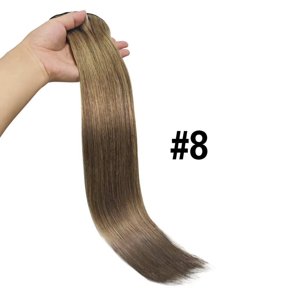 Clip In Hair Extensions #6 Chestnut Brown Double Weft Thick 120G 8Pcs Silky Straight Brazilian Clip In Human Hair Extensions