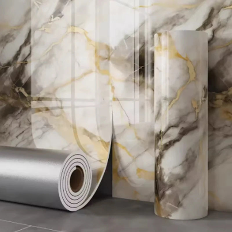 1 Roll Marble Thick Foam Imitation Tile Self-Adhesive Wallpaper Bedroom Living Room Decoration Bathroom Waterproof Wall Sticker