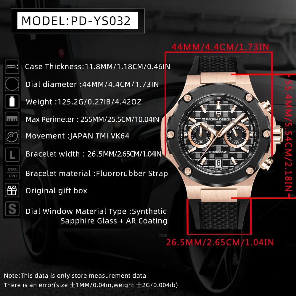 2026 New PAGANI DESIGN Men's Quartz Watches Top Luxury Chronograph Watch Men VK64 Sports Waterproof Luminous AR Sapphire Clock