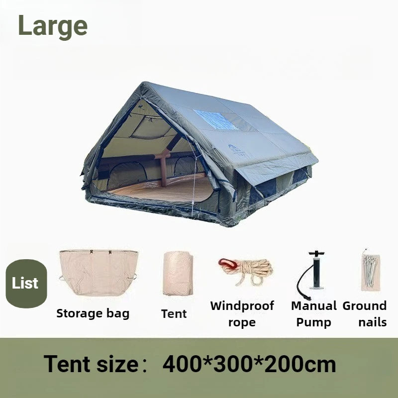 Family Spacious Camping Tents Outdoor Thickened Rainproof Overnight Inflatable Tent Sunshade Windproof Camping Supplies