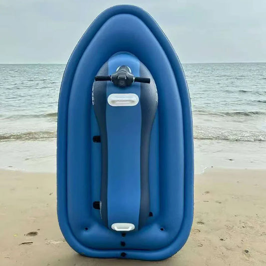 Electric Motorized Inflatable Jet Ski Boat Toy Metal Frame 2mph Speed 90kg Capacity for 2 Passengers Long Endurance Amusement