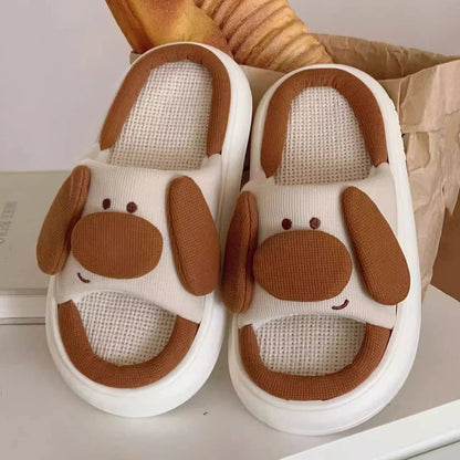 Mo Dou All Senson Designer Slippers Cute Cartoon Lovely Animals Bedroom Cotton Home Shoes Indoor Thick Sole Couples Men Women