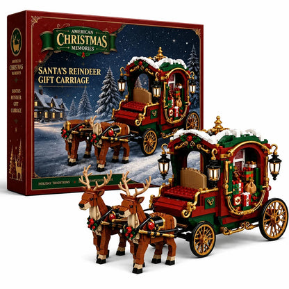 Christmas Building Blocks Santa Reindeer Carriage Model Toy DIY Assembly Bricks Set For Adults Holiday Gift Decor