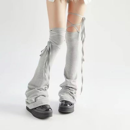 Leg Stockings Black White Gothic Lolita Over Knee High Sock Lolita Over Knee Leg Warmer Over The Knee Horn Shaped Cuffs