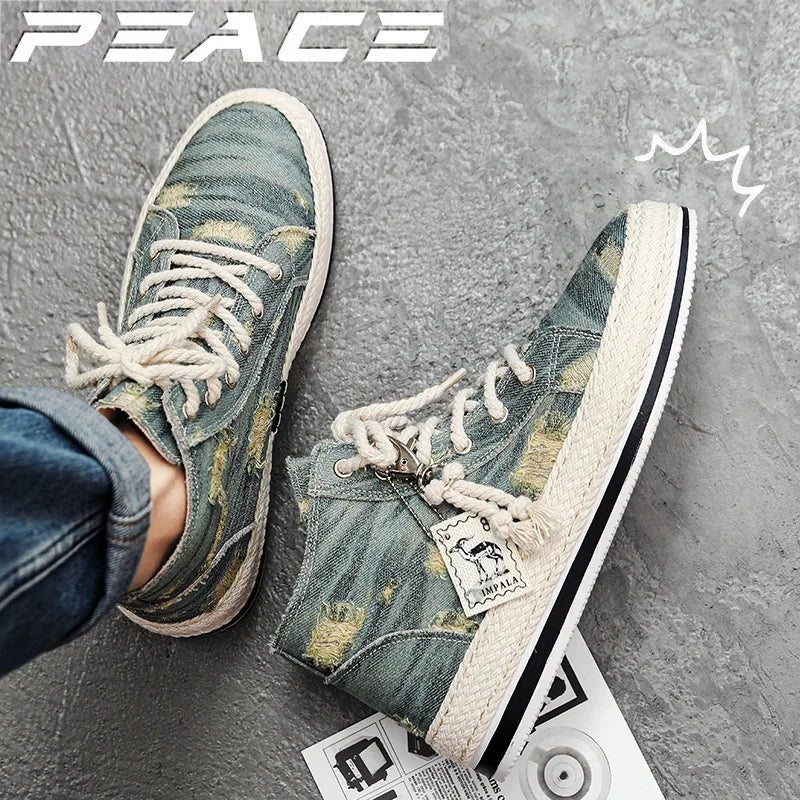 Men's Lightweight High-Top Canvas Sneakers Outdoor Casual Sports Shoes for Men