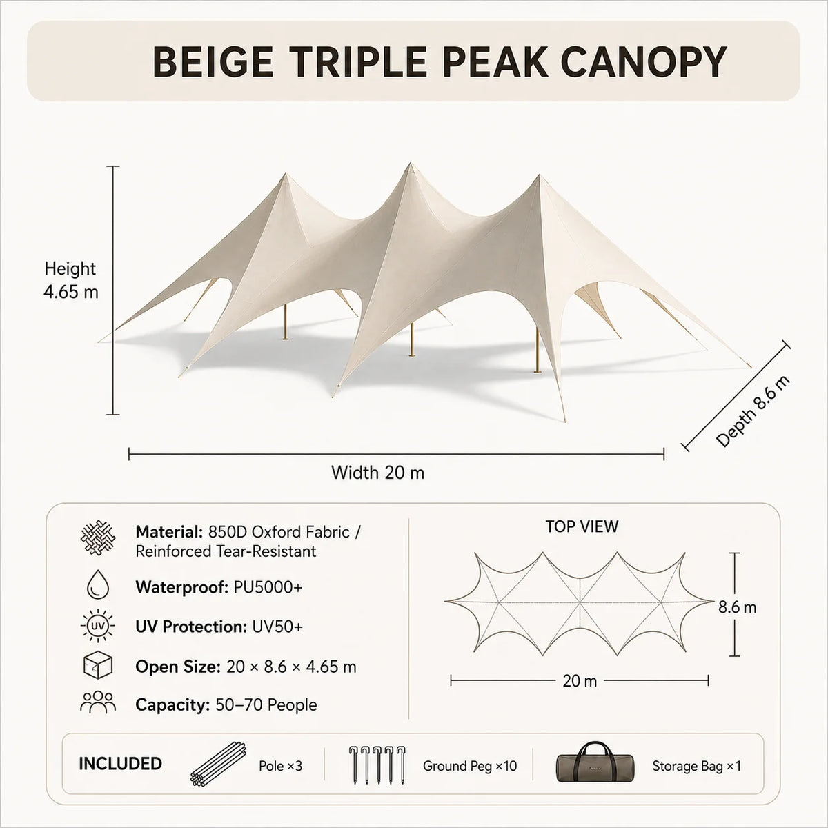 Waterproof Canvas Lotus Tipi Tent Wood Pole Glamping Tent Outdoor Resort Camping Wedding Event Custom Design