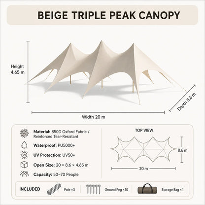 Waterproof Canvas Lotus Tipi Tent Wood Pole Glamping Tent Outdoor Resort Camping Wedding Event Custom Design