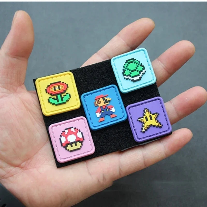 Pixel Cartoon PVC Patch for Clothing Customs Clearance Game Tactical Morale Badge on Backpack Applique Hook Loop Armband Sticker