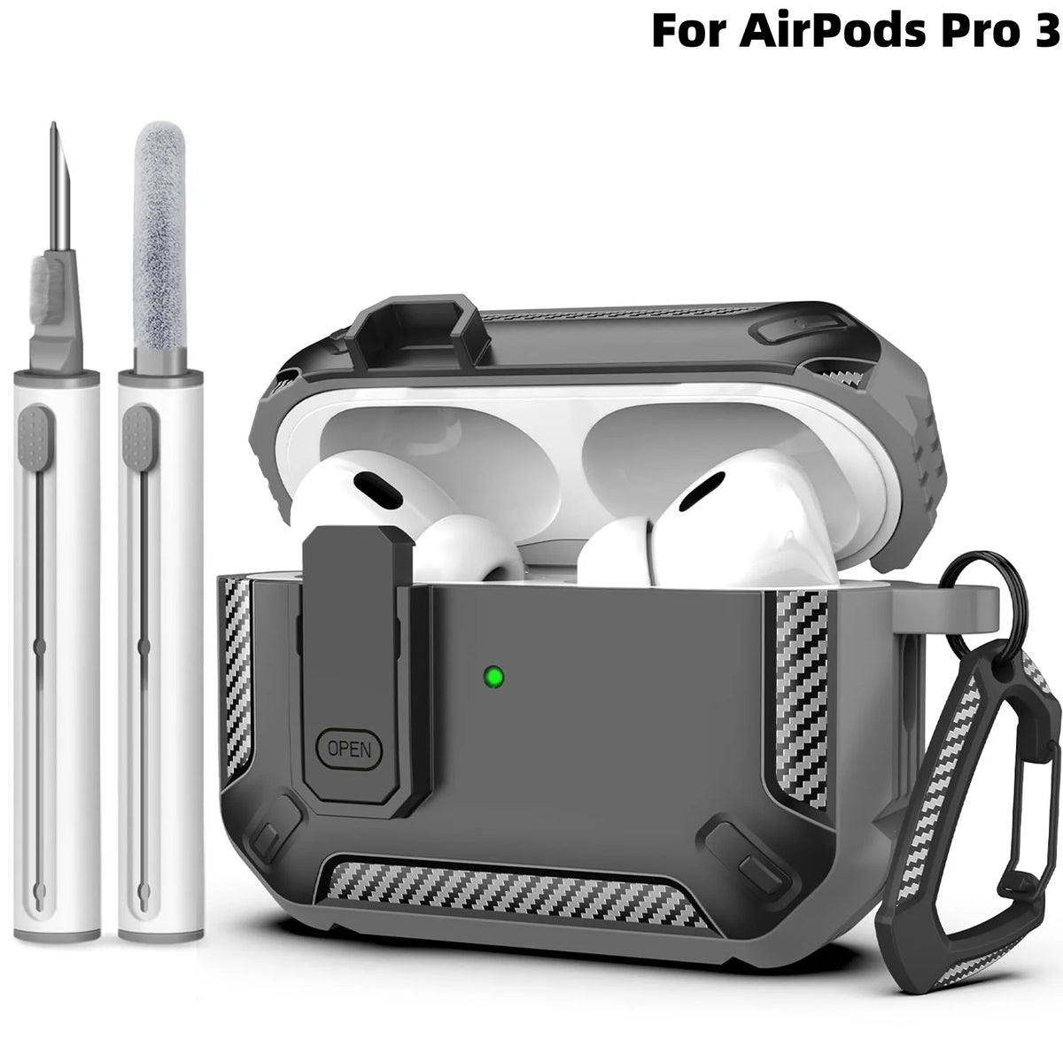 2025 for Airpods Pro 3 Secure Lock Earphone Case Shockproof Hard Shell Full Protective Cover with Cleaning Pen for AirPods Pro 3