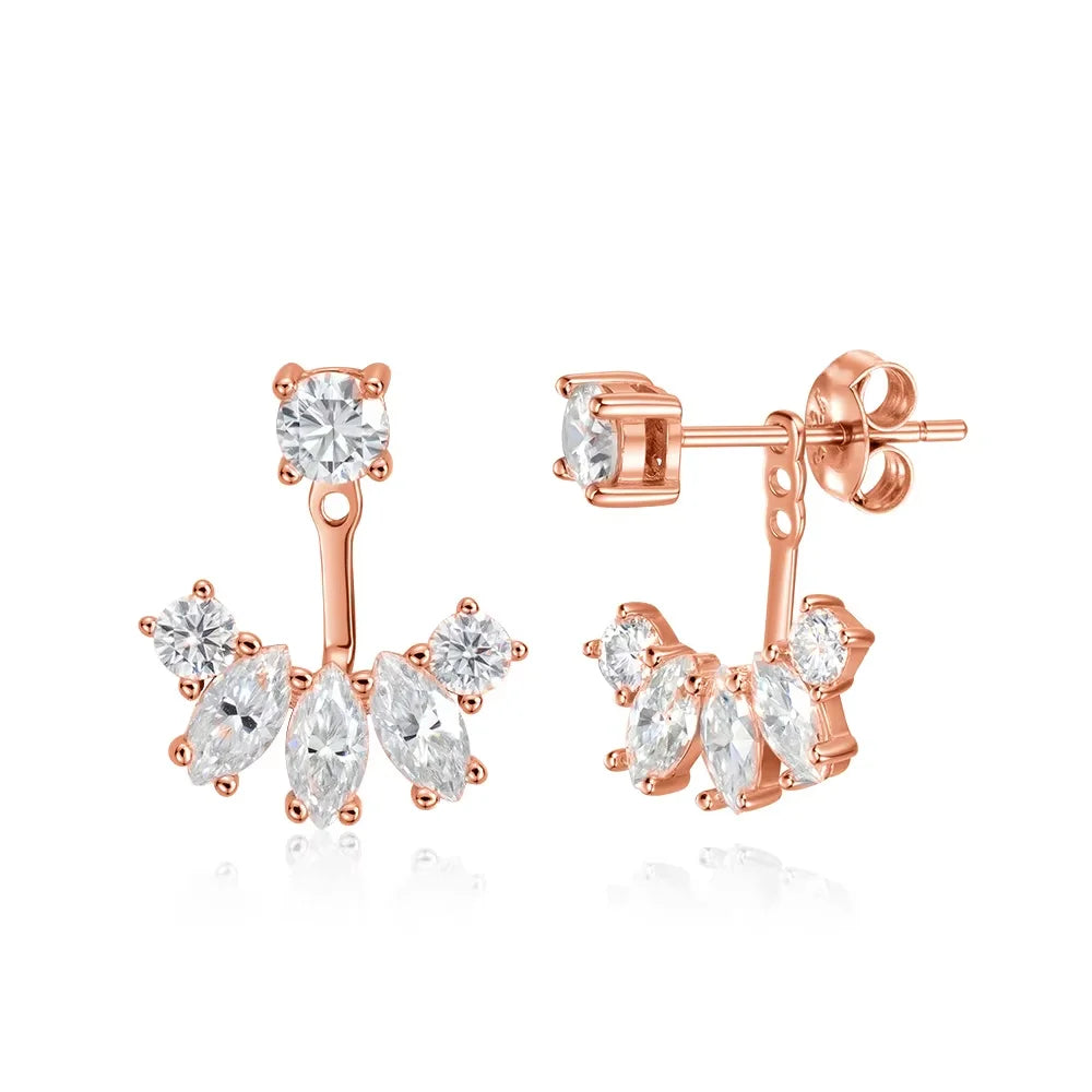 Smyoue Certified All Moissanite Drop Earrings for Women Detachable Earcuff Party Jewelry Pure 925 Silver Stud Earring 2 Use Way