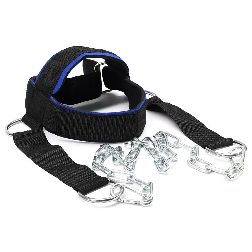 Padded Neck Training Head Harness with Chain Weight Load Lifting Chin Head Exerciser Straps Gym Bodbuilding Fitness Equipment
