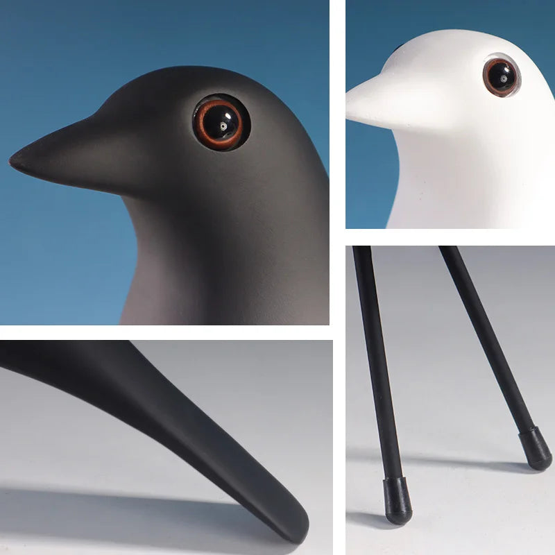 Nordic Style Bird Resin Statue, Modern Minimalist Sculpture Decorative Ornament for Bedroom Living Room Study Office
