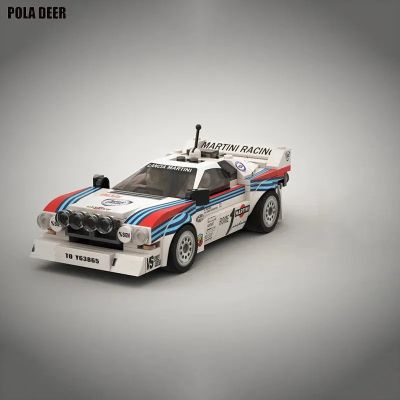Poladeer 244PCS DIY MOC-Lancia 037 Martini Rally Car Building Blocks DecompressionSmall Particles Toy Assembly Puzzle Model Gift