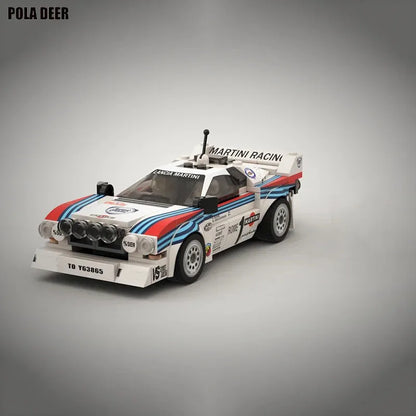 Poladeer 244PCS DIY MOC-Lancia 037 Martini Rally Car Building Blocks DecompressionSmall Particles Toy Assembly Puzzle Model Gift