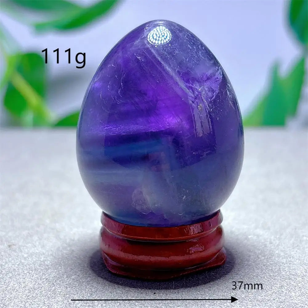 Rainbow Fluorite Egg Crystal Natural Stone Quartz Minerals Home Decoritems Reiki Gifts Energy Healing Luck Love Garden +Stand