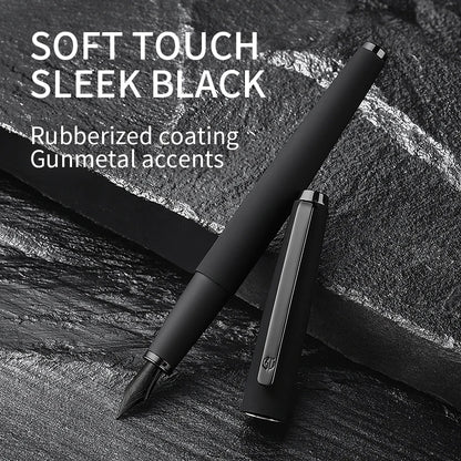 LT Hongdian 517D Black Warrior Fountain Pen with Black Titanium Nib Custom Engraving for Office And Student Use