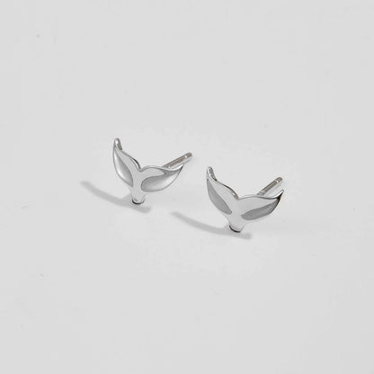 ANDYWEN 925 Sterling Silver Gold  Fish Tail Stud Earring Clips Piercing Pendiente Women luxury Fine Jewelry Simple Jewels
