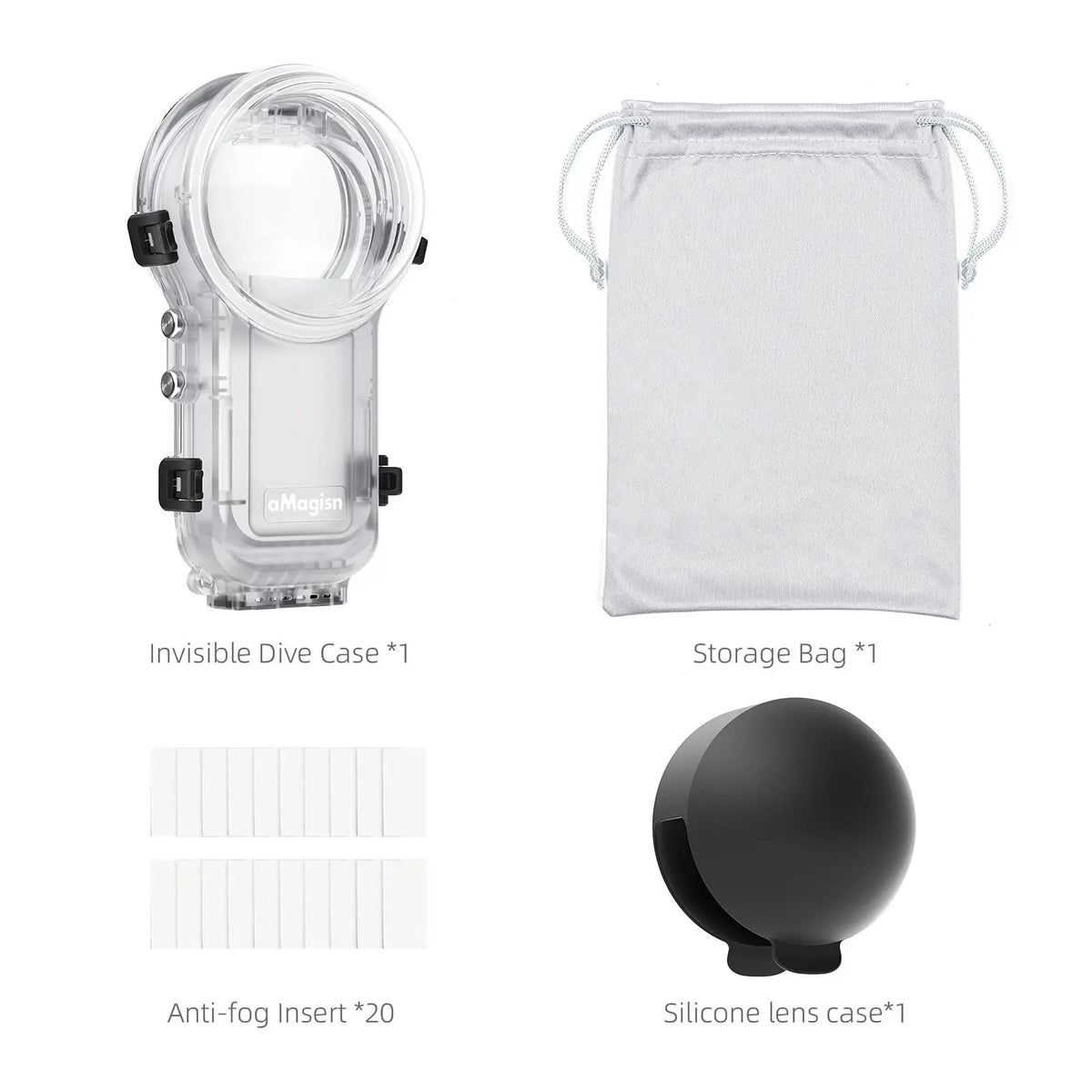 AMagisn Waterproof Case for Insta360 X5 - 60m Depth Invisible Dive Housing for X5 Accessories