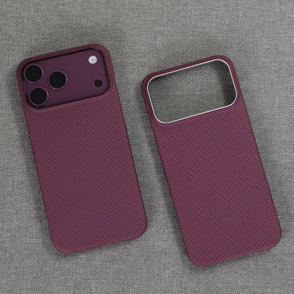 For iPhone 18 17 Pro Max Burgundy Kevlar Aramid Fiber Case With Magsafe Carbon Fiber Cover Ultra-Thin Magnetic Case For 18 Pro