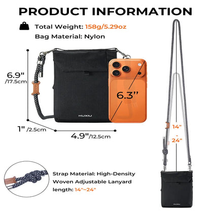 KUXIU Nylon Waterproof Phone Purse,Small Crossbody Bag for Travel Bag,ARFID Anti-Theft Card Slots,Multifunctional Cell Phone